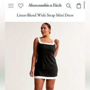 Abercrombie Linen-Blend Wide Strap Mini Dress | Black & White | Size Medium
